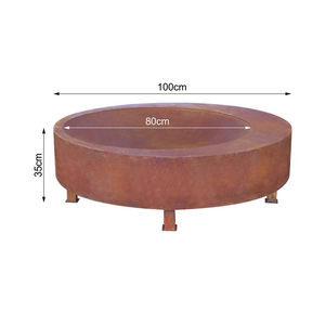 GNEE Corten Outdoor Round Floor-standing Charcoal Pellet-burning Fire Pit Bordes para colocar alimentos - Product Image 3