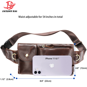 Người Đàn Ông Mỹ Chính Hãng Bò Da Vành Đai Túi Cho Nam Giới Phụ Nữ Retro Dầu Eo Gói Vai Túi 6 Inch Điện Thoại Túi - Product Image 3