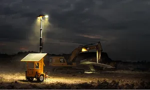 P0315 meksika şili inşaat madencilik eğilebilir dönebilir LED aydınlatma römork uzun dayanıklılık 8M süper büyük güneş işık kulesi