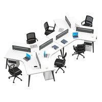 Bureau de direction commercial en bois moderne et simple, ensemble de chaises 2/3/5/6/8 places, design linéaire avec cloison, démontable et assemblable