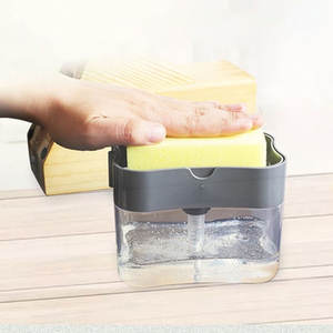 크리 에이 티브 2 in 1 수동 프레스 접시 비누 디스펜서 스폰지 욕실 세척 홀더 상자 주방 펌프 액체 비누 디스펜서 - Product Image 4