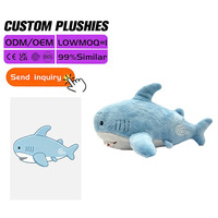 Jouets en peluche personnalisés en vrac en coton PP super doux, mini animaux en peluche adorables en forme de requin, figurines de personnages, poupées pour jeux de carnaval