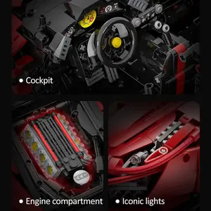 Bộ đồ chơi lắp ráp mô hình xe hơi siêu tốc độ Ý đỏ Technic Electric Master C61042 Cada, tỷ lệ 1:8, mô hình Ferri GTE 488, lắp ráp tự do - Product Image 4