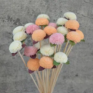טבעי צבע בעבודת יד סולה עץ פרח מלאכותי עלה פרחים עם כותנה חוט פתיל