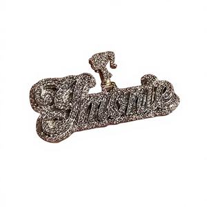 Colgante de Letra Personalizado de Lujo Hip Hop con Moissanita, Plata de Ley 925, Totalmente Engastado, Corte Brillante, Chapado en Rodio, GRA - Product Image 1