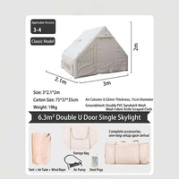 Tente de camping gonflable 3-4 personnes, double couche, quatre saisons, imperméable, tissu Oxford, ouverture automatique rapide, tente familiale pour l'extérieur