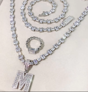 HipHop Schmuck vergoldet benutzer definierte Namens buchstaben Kette Tennis Kette Anhänger Halskette - Product Image 2