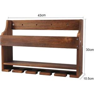 Wooden Wall Mounted Wine Rack With <b>Led</b> <b>Light</b> 2 Tier Bottle Glass Holder For <b>Bar</b> Storage Organization - Product Image 2