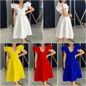 <span class=keywords><strong>Vestidos</strong></span> de Noche Elegantes de Verano con Volantes, Manga Corta, Cintura Alta, Línea A, Vestido de <span class=keywords><strong>Fiesta</strong></span> para Mujer - Product Image 2