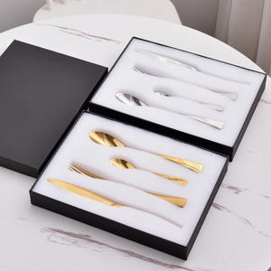 Vente en gros de couverts en acier inoxydable 304 de luxe personnalisés Couverts écologiques de style occidental pour les cadeaux d'affaires - Product Image 4