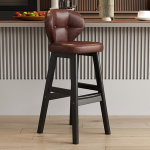 <span class=keywords><strong>Taburete</strong></span> de Bar Moderno de Madera de Lujo Ligero con Respaldo y Patas Altas para el Hogar, Barra de Cocina, Mostrador de Recepción, Caja Registradora - Product Image 1