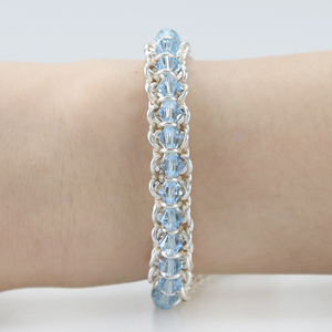 Aguamarina (marzo de) de la columna de cristal de <span class=keywords><strong>Swarovski</strong></span> Chainmaille joyería alambre envuelto pulsera - Product Image 2