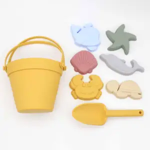 Günstiger Preis Bunte Outdoor-Kinderspiel zeug Silikon Eimer Strand Sand Spielzeug für Kinder