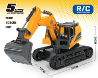 Nueva llegada excavadora de control remoto y juguetes de construcción de camiones RC simulación con cable USB ligero incluido para niños