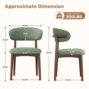 Chaise de salle à manger portable de style Mid-Century Modern, pieds en bois d'hévéa, assise rembourrée en mousse haute densité, chaise d'appoint confortable en tissu pour la maison ou le bureau - Product Image 6