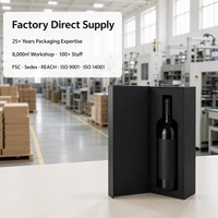 Boîte cadeau personnalisée noire pour bouteille de vin avec couvercle style livre et languette de tirage, vente en gros, directement de l'usine, pour la vente au détail et les cadeaux