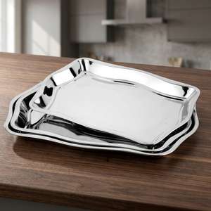 Polished Metal <b>Serving</b> <b>Tray</b> Solid Pattern Elegant Finish Residential Use Dishwasher Safe Food Contact Safe - Product Image 5