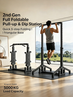 Wellshow Station de musculation pliable pour tractions, dips et pompes, barre de traction autoportante améliorée
