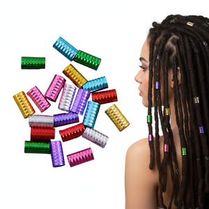 100 Perles Dreadlock Argentées/Dorées 15x8mm en Forme de Ressort, Réglables, Faciles à Porter, Clip de Tresse pour Cheveux, Outil en Tube d'Alliage d'Aluminium - Product Image 1