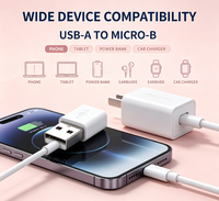 Kabel Pengisian Daya USB 3A A ke Micro B, PVC Lembut & Konduktor Tembaga Murni, Sinkronisasi Data 480Mbps untuk Ponsel, Grosir OEM
