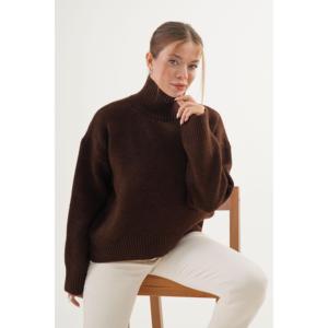 Pull en maille pour femme, col roulé mi-haut, épais, décontracté, manches longues, anti-boulochage - Product Image 5