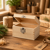 Boîte en bois avec couvercle, coffret en bois brut, petite boîte en pin non fini, emballage pour souvenirs, boîte de rangement en bois avec loquet