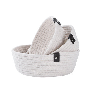 Bán Buôn 3-Mảnh Bông Sợi Dây Thừng Tay Dệt Lưu Trữ Giỏ Vòng Sundry Sách Nhà Văn Phòng Máy Tính Để Bàn Lưu Trữ - Product Image 3
