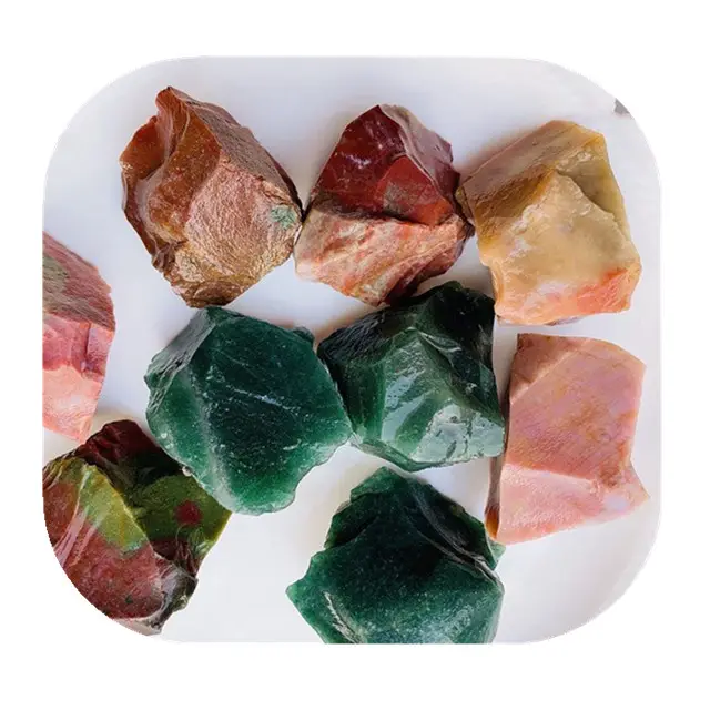 Wholesale raw semi precious stone natural polychrome quartz Aquatic agate decorative rocks for garden