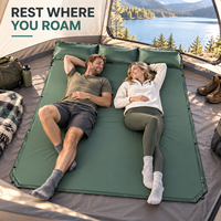 Matelas pneumatique de camping et de randonnée en plein air, gonflable automatiquement, en taffetas de polyester léger