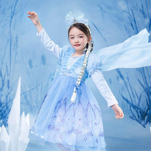 Conjunto de Disfraz de Princesa Azul de Tul de Manga Larga para Niños, Precio al por Mayor, para Festivales, Minoristas, Fiestas y Suministros para Días Festivos - Product Image 6