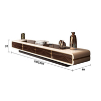 Mueble de TV Moderno y Sencillo de Mármol, Combinación con Mesa de Centro de Madera Sólida para Comedor, Dormitorio, Entrada, Escuela, con Detalles de Metal y Vidrio