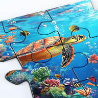 Puzzle géant personnalisé en forme de tortue pour enfants – Jouet éducatif en bois, plastique et papier – Cadeau de jeu personnalisé pour enfants