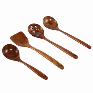 Wooden Spoon <b>Set</b> 4 Pcs Heavy Duty Kitchen Cooking Utensils For Soup Rice Porridge Serving - Product Image 5