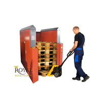 Magasin de palettes semi-automatique électrique avec AGV pour la manutention de cartons en plastique d'emballage alimentaire et de caisses, équipé de distributeurs robotisés