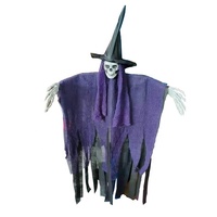 Accessoires d'Halloween motorisés Squelette suspendu Sorcières effrayantes Festival des fantômes Ornements de cimetière Maison hantée Décorations d'Halloween