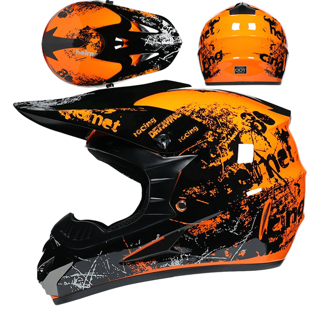 New Factory Full Face ABS Foam DOT Approved Quick Release All Seasons Motorcycle Helmet OEM Graphic Design Clear Visor