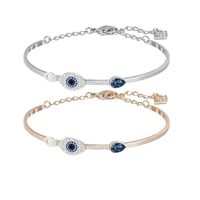 Bracelet ajustable en alliage SC « L'Œil de Dieu » avec placage or rose et strass bleus pour femme
