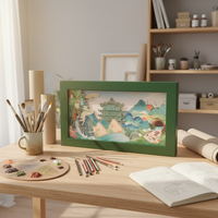 Boîtes à thé personnalisées haut de gamme en carton rigide avec fenêtre, design paysage, pour emballage artisanal de thé vert