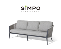 SIMPOLIFESTYLE Mobilier d'extérieur haut de gamme LUVIA Chaise longue Terrasse Jardin Hôtel Aluminium Tissu Olefin 3 Places Salon Cour
