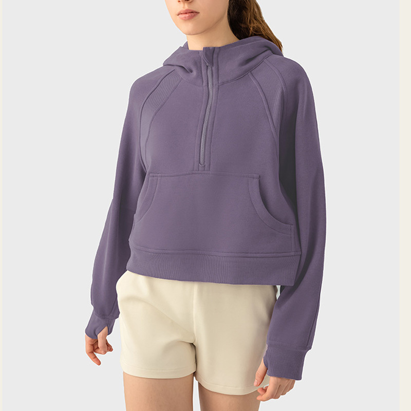 Loose Pullover Tops Custom Gym Fitness Sweatshirts Sports Jacket Long Sleeve Yoga Top Women Half-Zip Wamth Hoodies Sweatshirt
