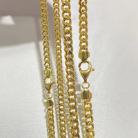 Collier Chaîne Maillons Cubains Facettés Creux en Or Jaune 18K AU750, Épaisseur 3.1mm, 4.2mm, 5.2mm pour Hommes, Bijoux Fins