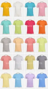 Promosyon T-shirt Polyester süblimasyon boş gömlek düz Polyester pamuklu Pastel renk T shirt süblimasyon baskı