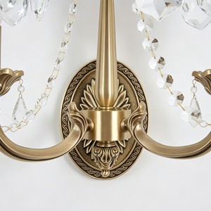 Applique murale LED de luxe européenne moderne, en laiton et avec un abat-jour en verre ; lumière blanc chaud à intensité variable, adaptée à une utilisation en intérieur - Product Image 4