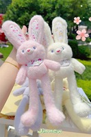 Nouvel Arrivage Porte-clés Lapin en Peluche Doux en Coton Imprimé Floral Extensible Mignon Anti-stress Pendentif de Sac à Dos Tendance 25cm Mini