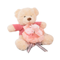 Boîte cadeau ours fleur, fleur éternelle, fleurs de savon, bouquet de dessin animé, couple, petite amie, créatif, chaleureux, mignon, vente en gros