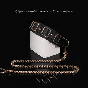 Leather <b>Collar</b> With Chain Adjustable For SM <b>Bondage</b> Adult Use Black Small Size - Product Image 5