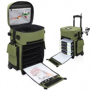 กระเป๋าเป้ตกปลาแบบกันน้ำ BSCI Factory Rolling Tackle Box พร้อมที่ใส่คันเบ็ด - Product Image 6