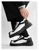 Chaussures Derby Vintage Noires et Blanches pour Hommes, Respirantes, à Semelles Épaisses Antidérapantes et Résistantes à l'Usure, Rehaussantes, Idéales pour le Bureau et la Carrière