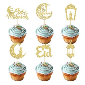 อุปกรณ์ตกแต่งคัพเค้กรูปดาวพระจันทร์สีทองระยิบระยับอุปกรณ์ตกแต่งหน้าเค้กอีดเค้ก - Product Image 2