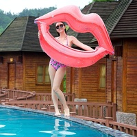 Bouée de piscine gonflable en PVC bon marché pour adultes LC KISS, bouée de piscine en forme de lèvres rose doré, jouets flottants pour fête